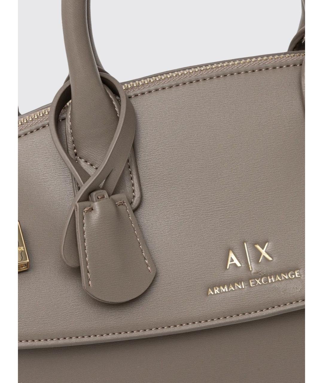 ARMANI EXCHANGE Бежевая синтетическая сумка с короткими ручками, фото 4