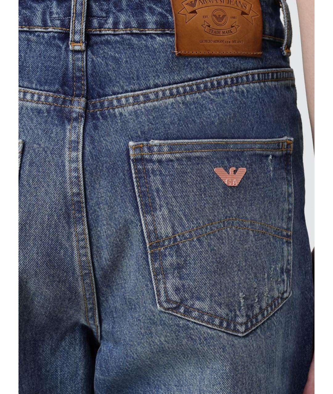 ARMANI JEANS Синие хлопковые прямые джинсы, фото 3