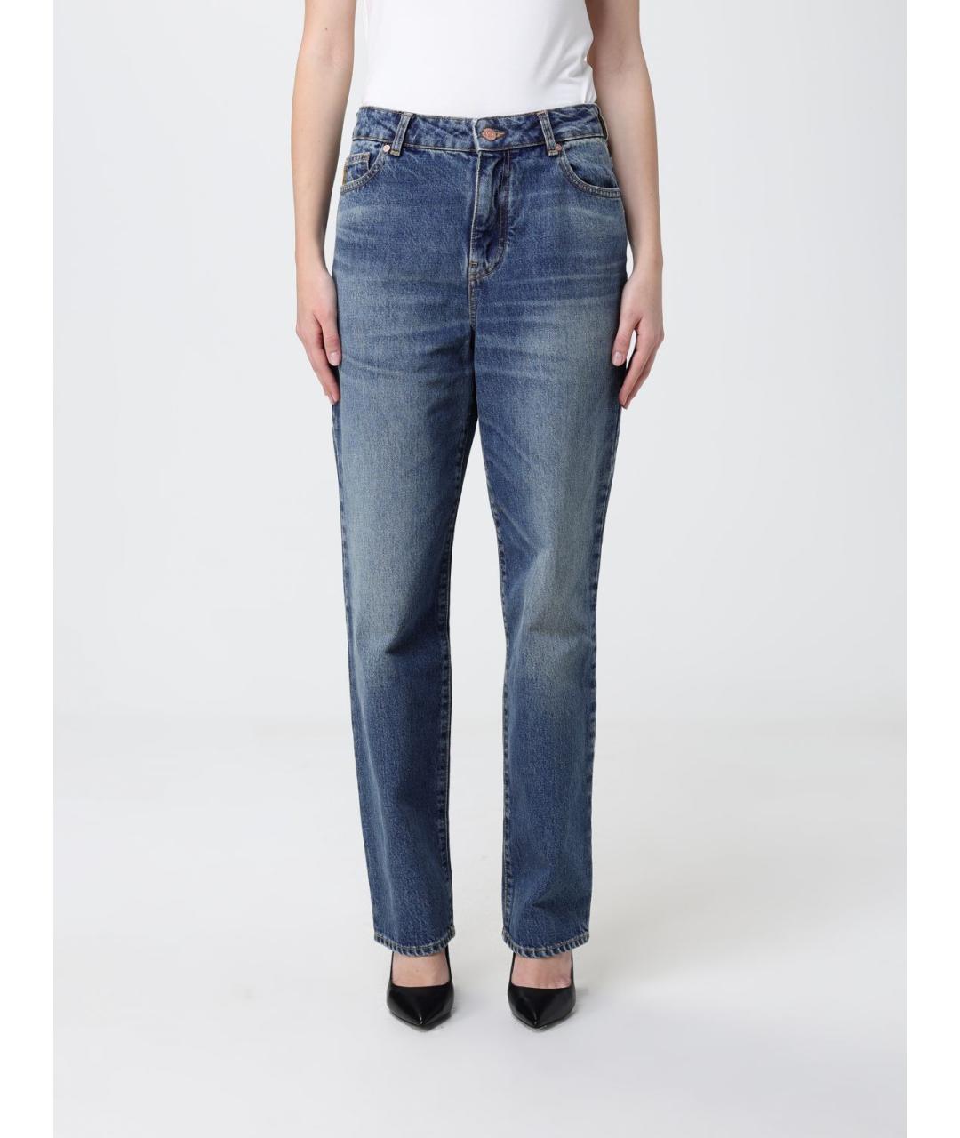 ARMANI JEANS Синие хлопковые прямые джинсы, фото 4