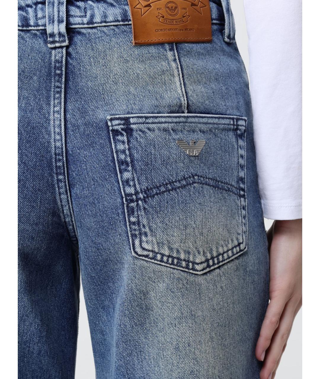 ARMANI JEANS Синие хлопковые прямые джинсы, фото 3