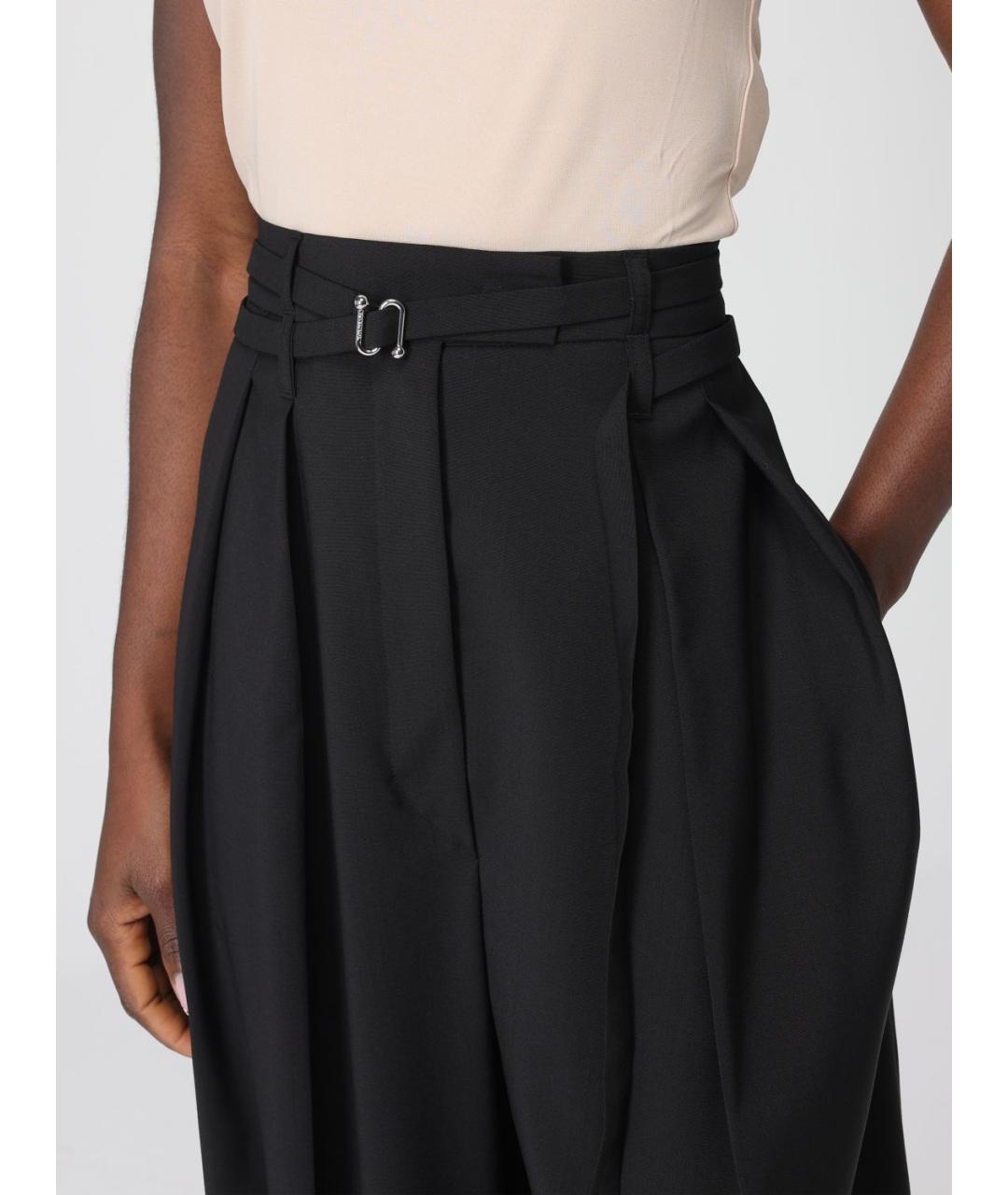 SPORTMAX Черные шерстяные брюки широкие, фото 4