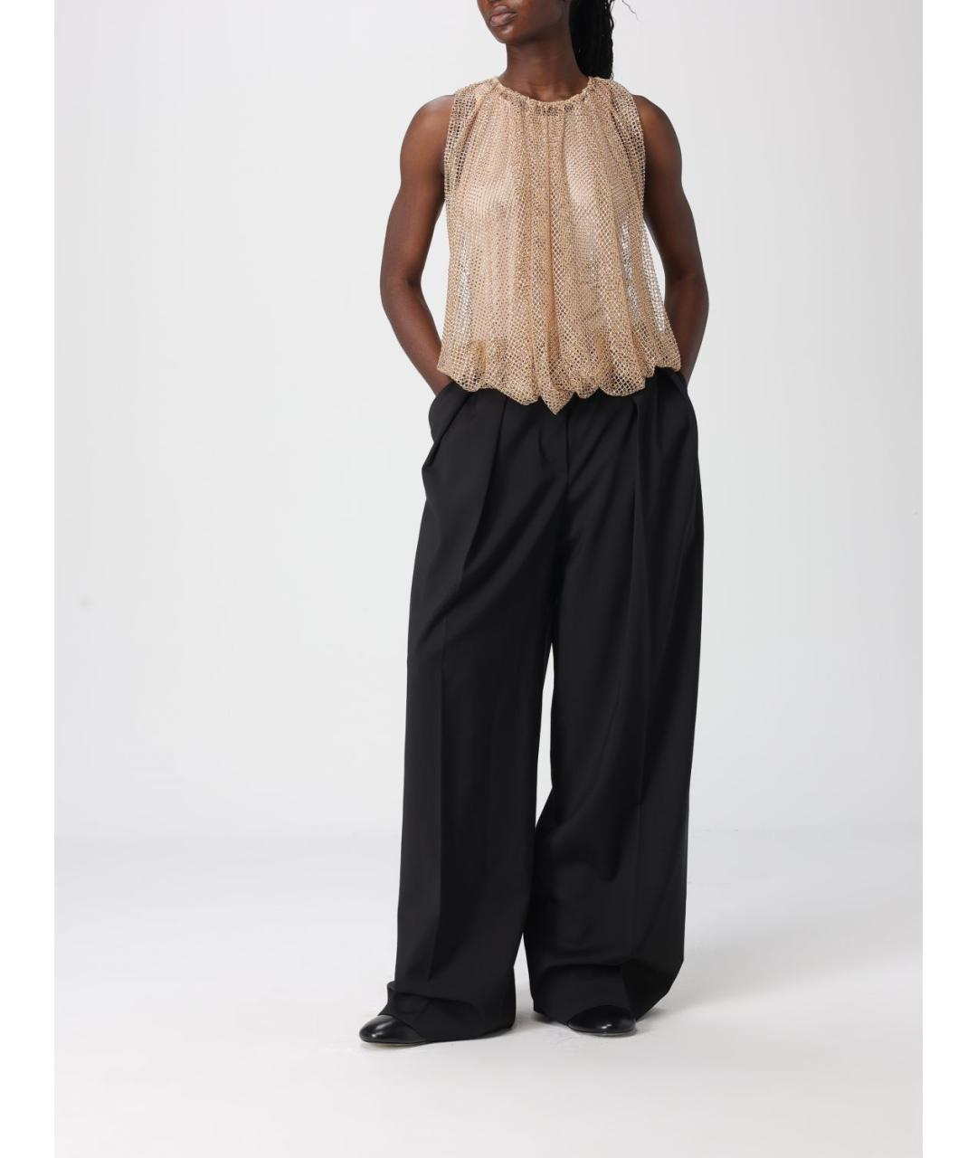 SPORTMAX Черные шерстяные брюки широкие, фото 2