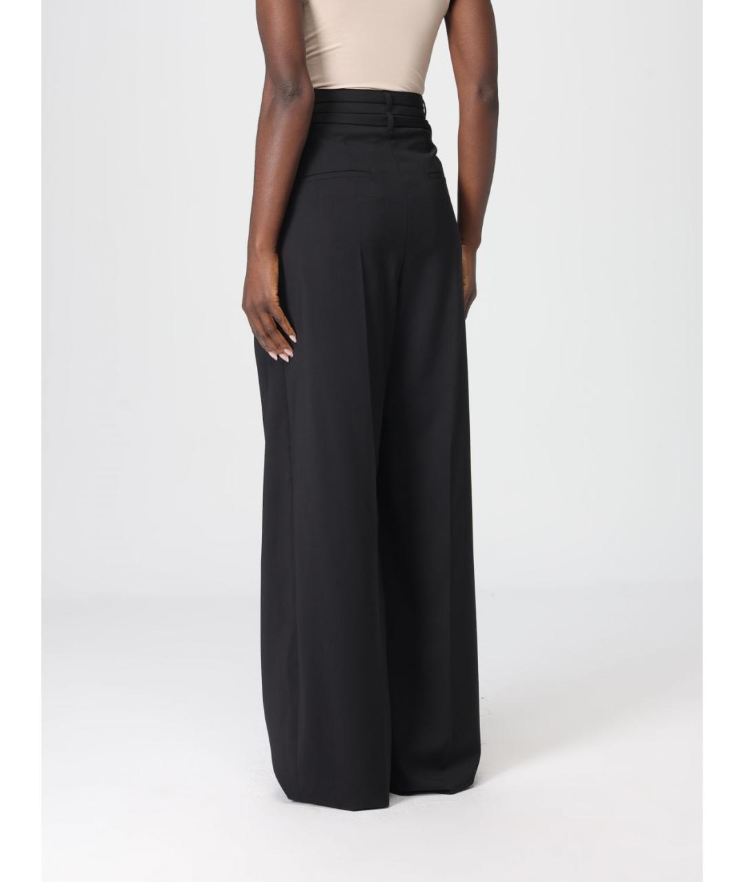 SPORTMAX Черные шерстяные брюки широкие, фото 3