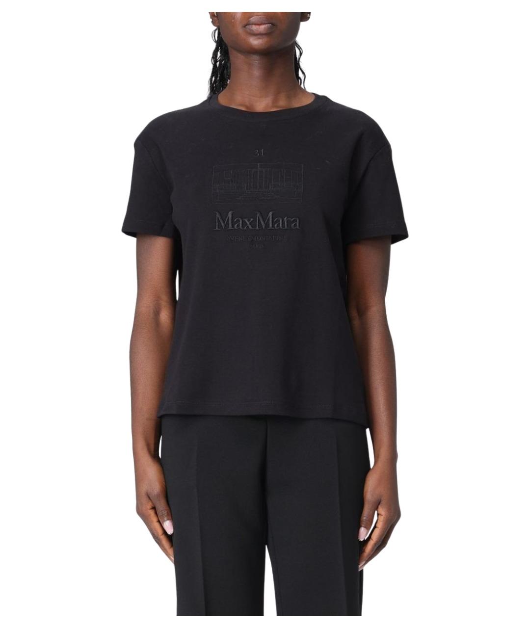'S MAX MARA Черная хлопковая футболка, фото 1