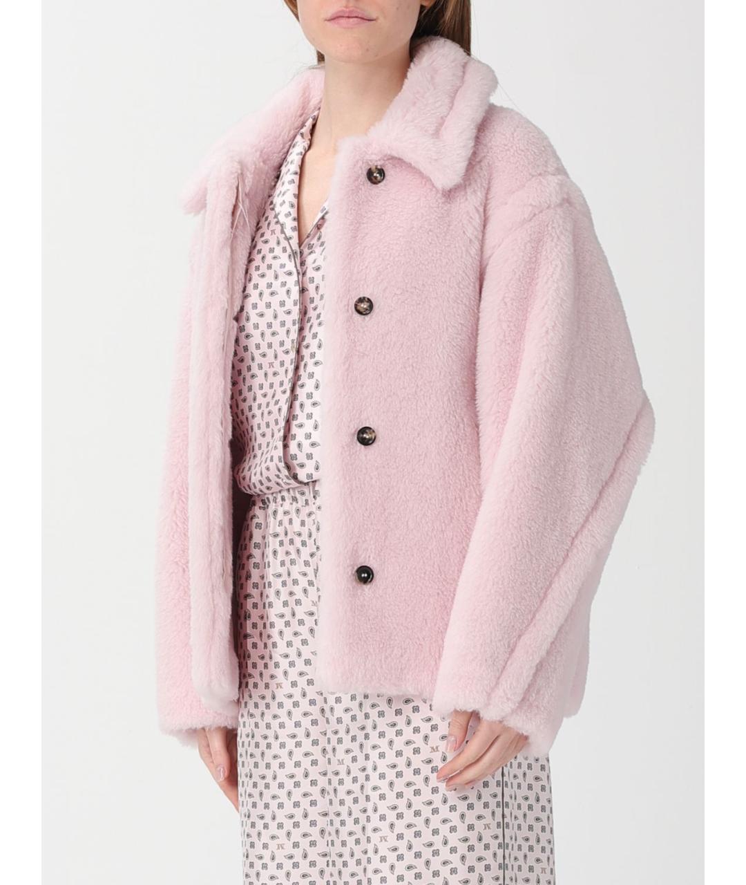MAX MARA Розовая шерстяная шуба, фото 4