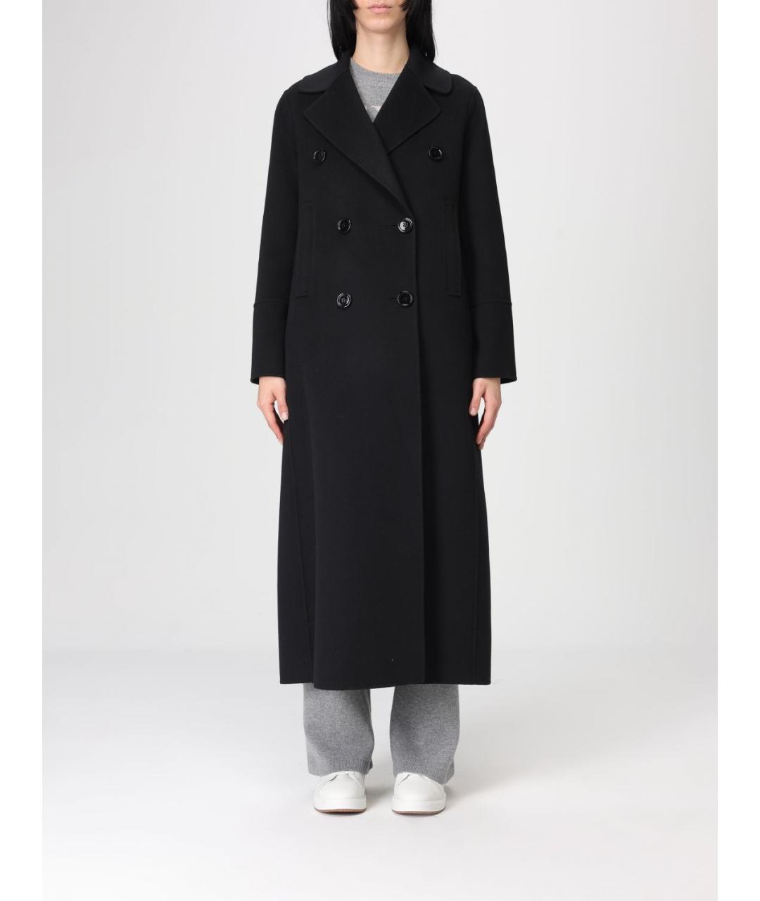 'S MAX MARA Черное шерстяное пальто, фото 4