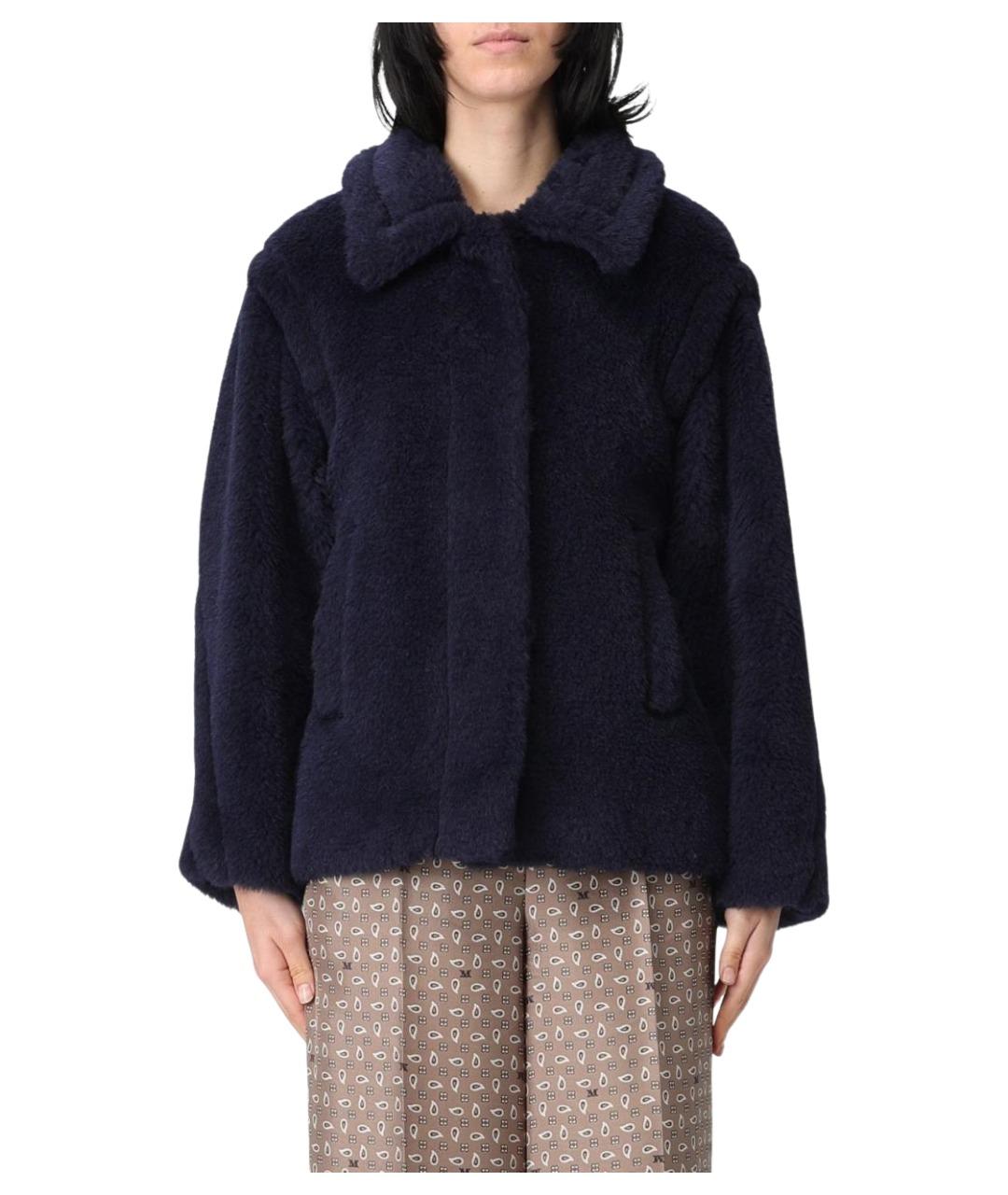 MAX MARA Синяя шерстяная шуба, фото 1