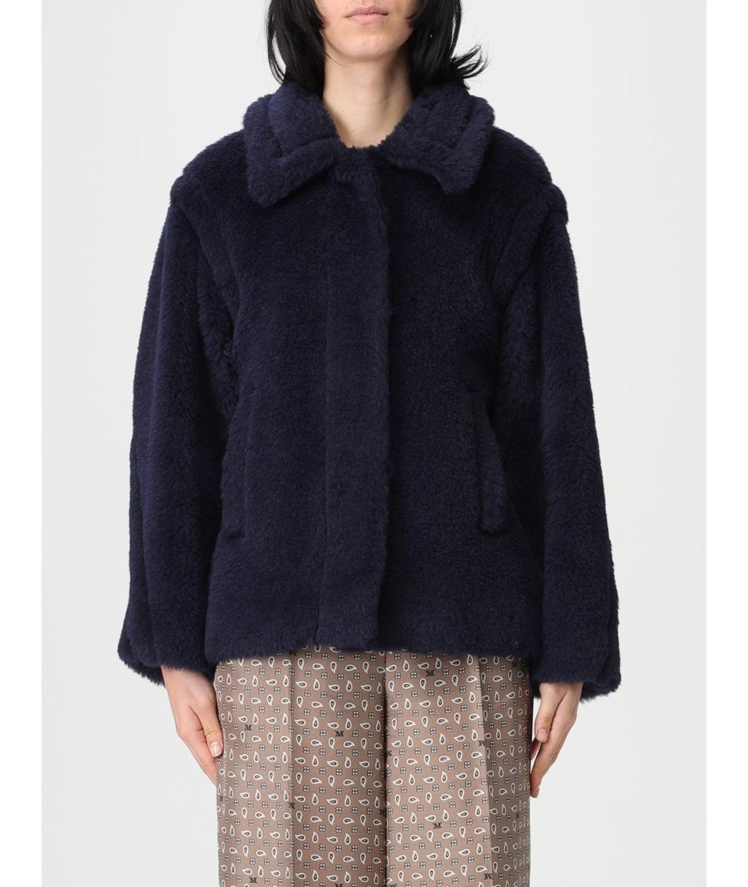 MAX MARA Синяя шерстяная шуба, фото 6