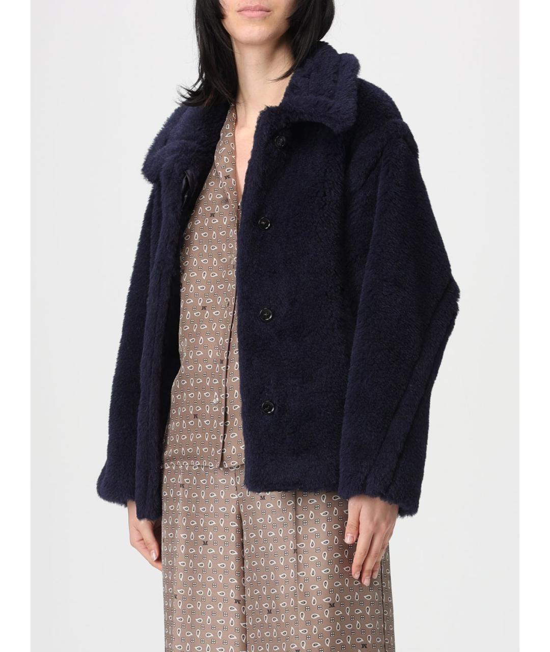 MAX MARA Синяя шерстяная шуба, фото 4