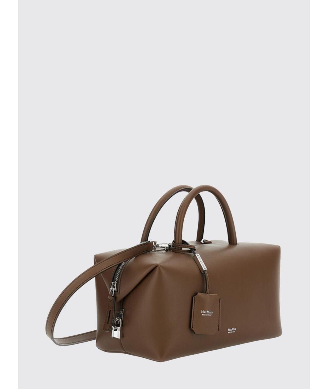 MAX MARA Коричневая кожаная сумка с короткими ручками, фото 4