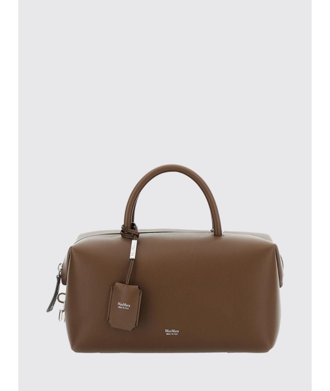 MAX MARA Коричневая кожаная сумка с короткими ручками, фото 1
