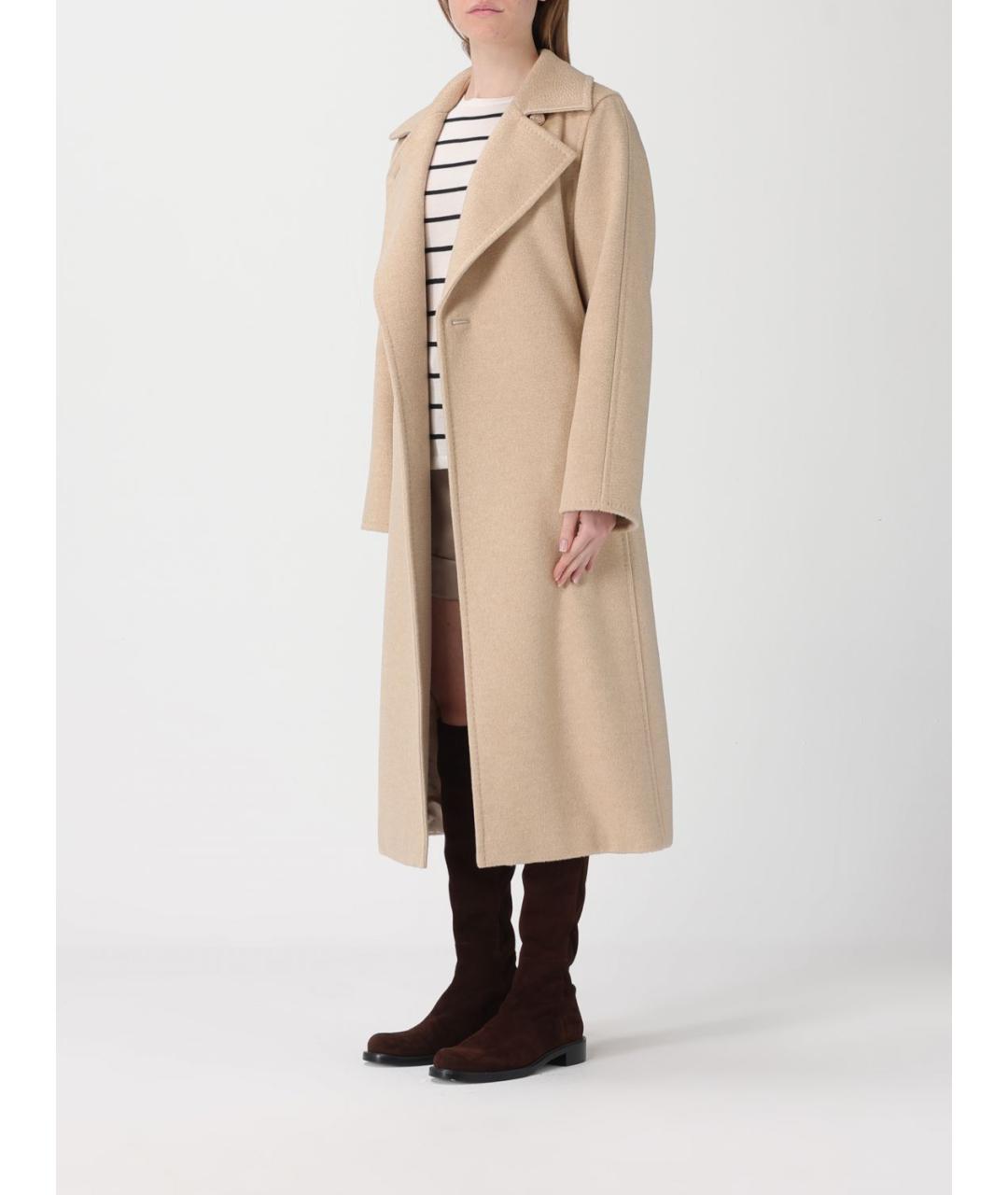 MAX MARA Бежевое шерстяное пальто, фото 3