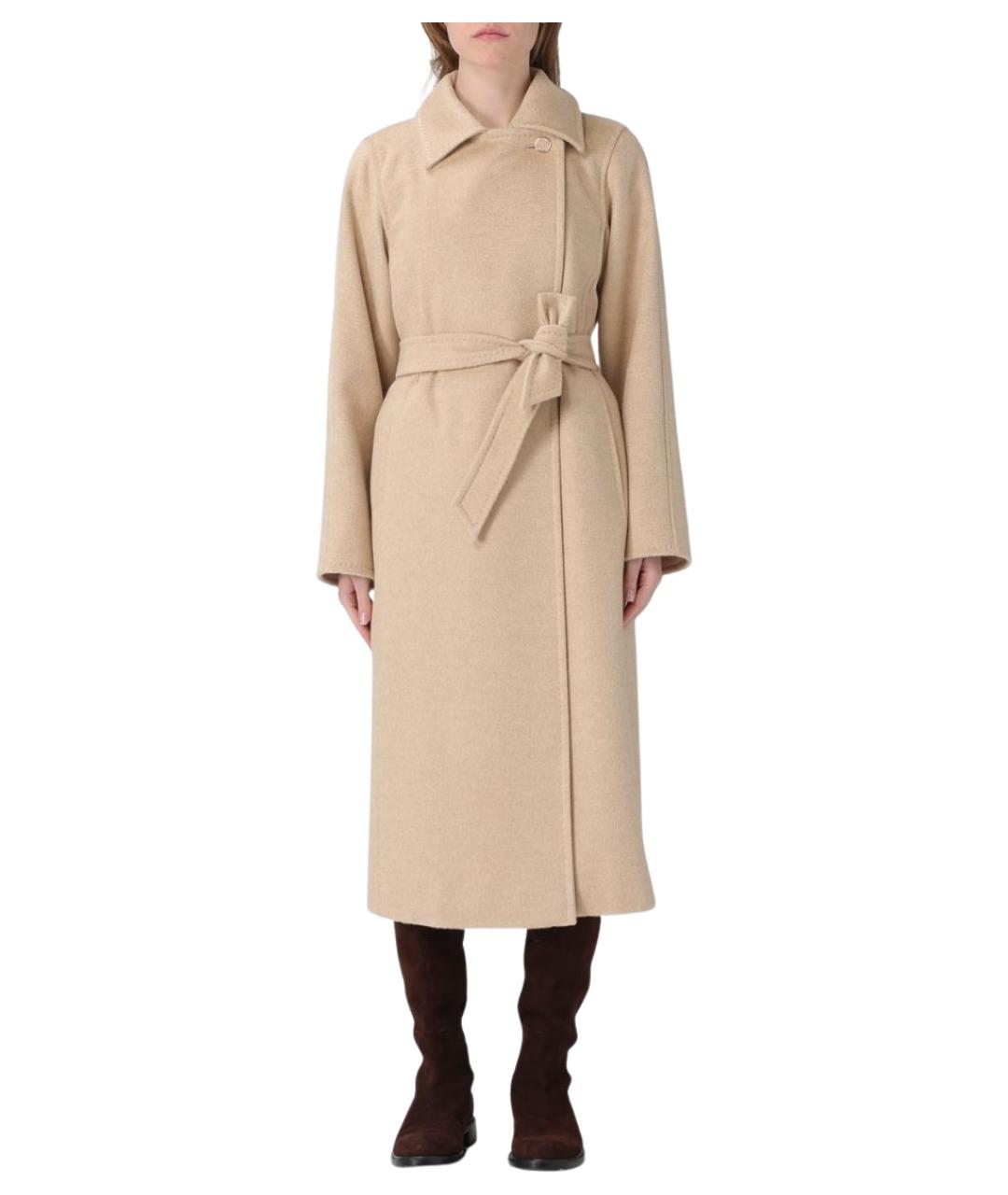 MAX MARA Бежевое шерстяное пальто, фото 1