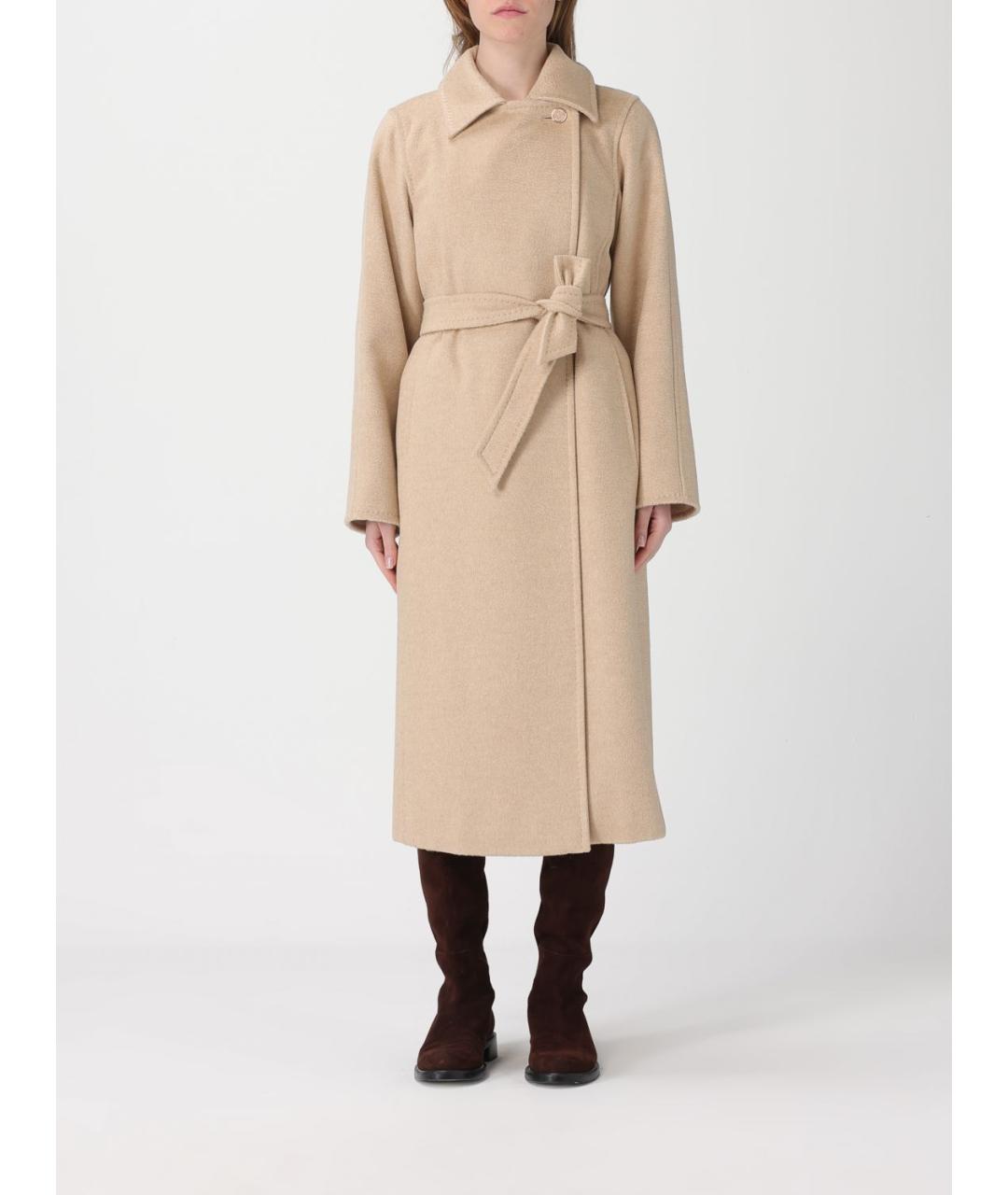 MAX MARA Бежевое шерстяное пальто, фото 5