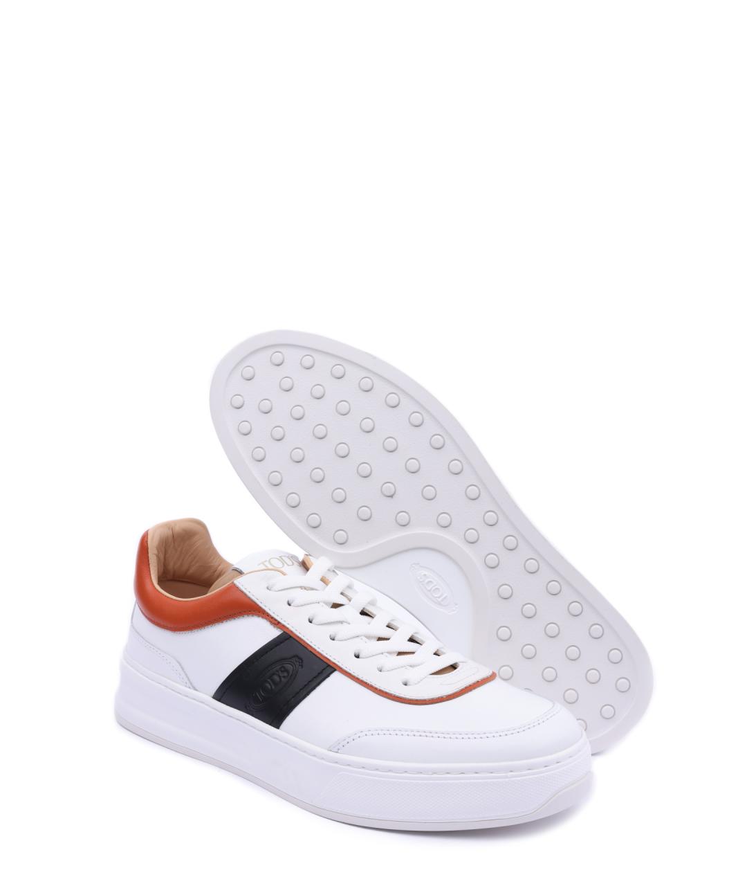 TOD'S Белые кожаные низкие кроссовки / кеды, фото 5