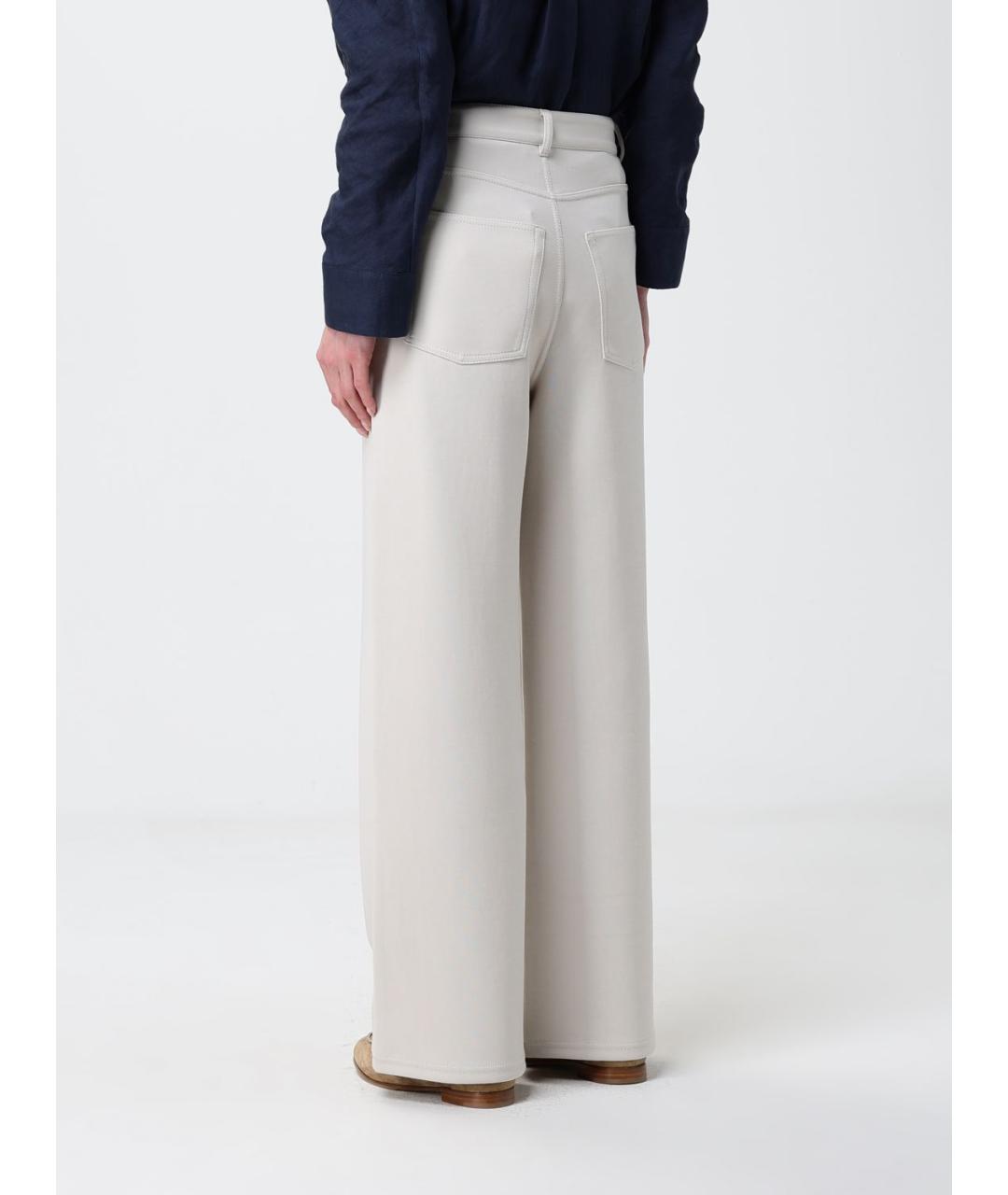 'S MAX MARA Белые хлопковые прямые брюки, фото 3
