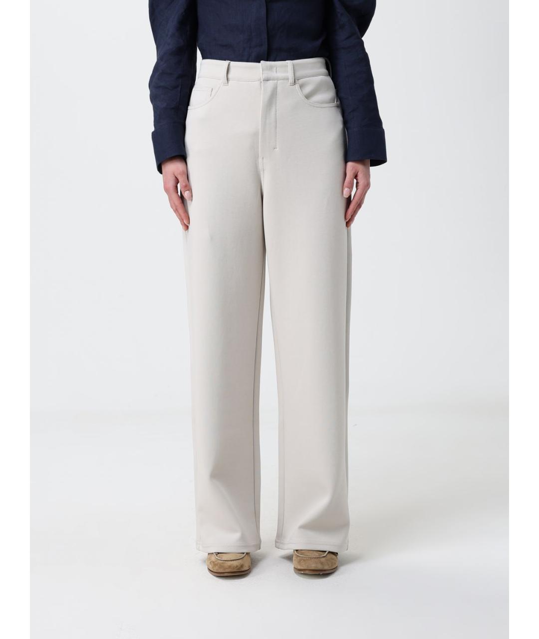 'S MAX MARA Белые хлопковые прямые брюки, фото 5