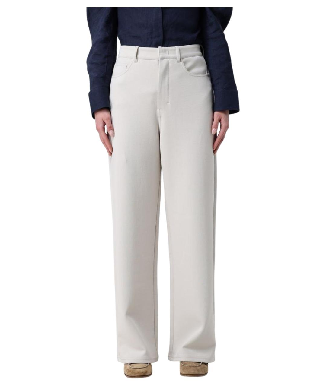 'S MAX MARA Белые хлопковые прямые брюки, фото 1