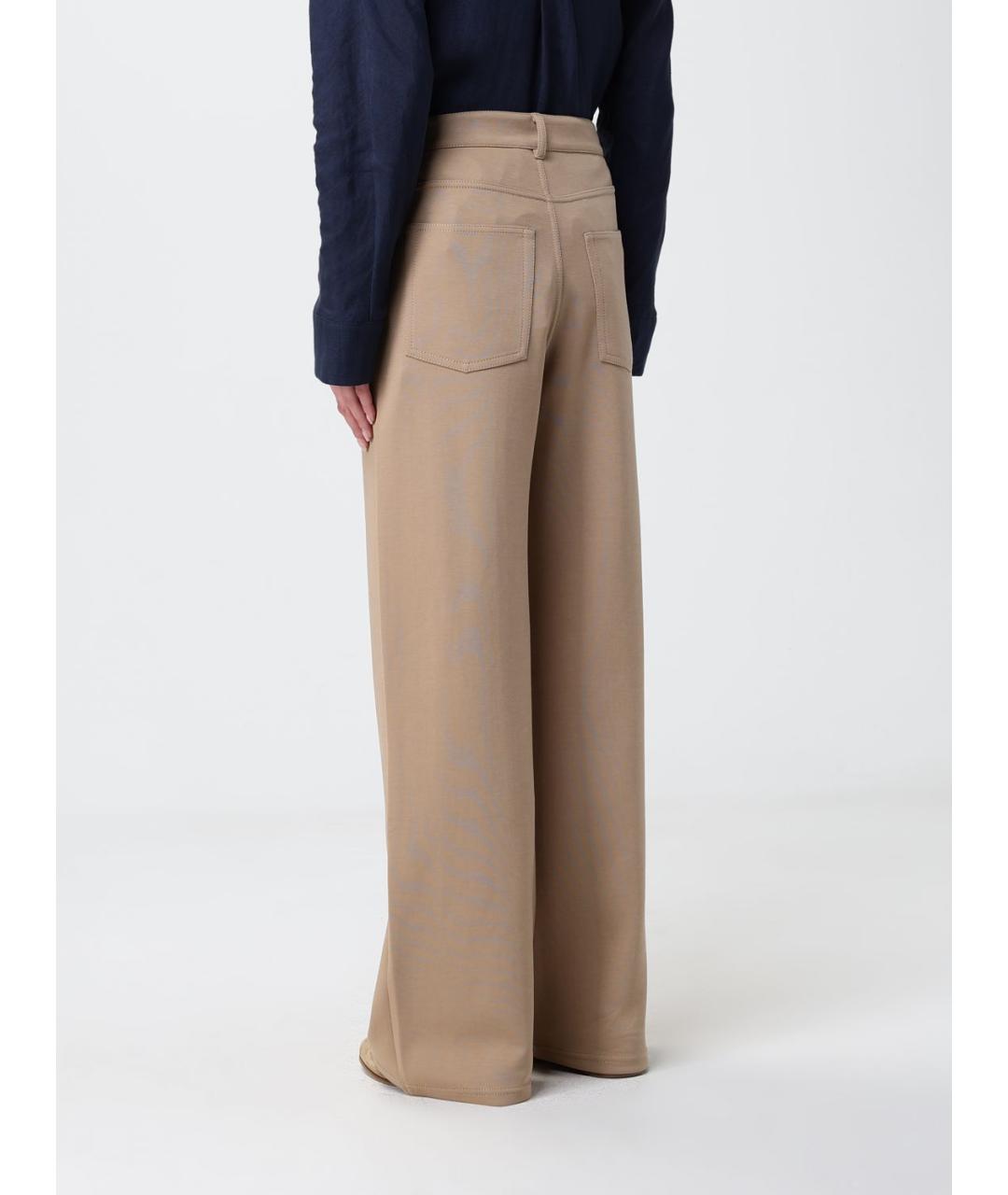 'S MAX MARA Коричневые хлопковые прямые брюки, фото 3