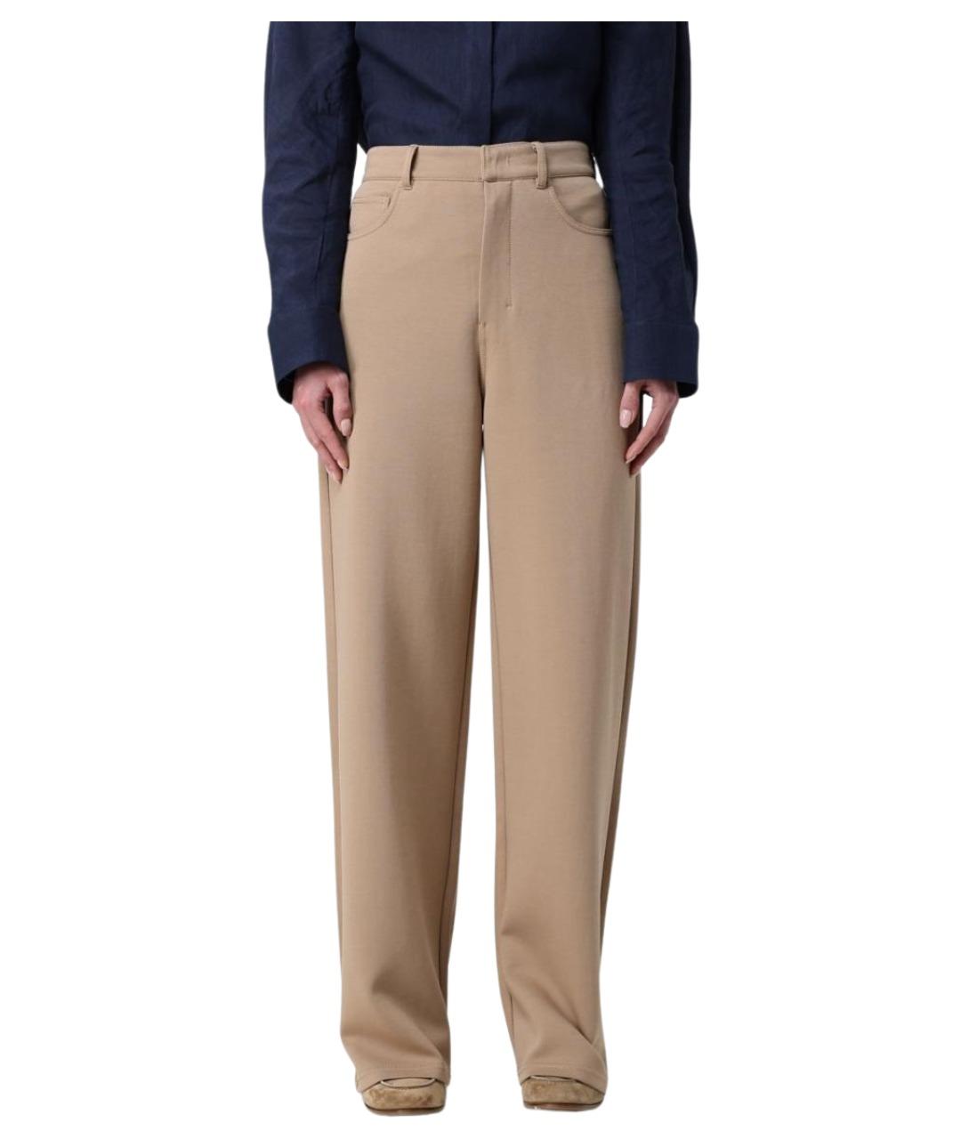 'S MAX MARA Коричневые хлопковые прямые брюки, фото 1