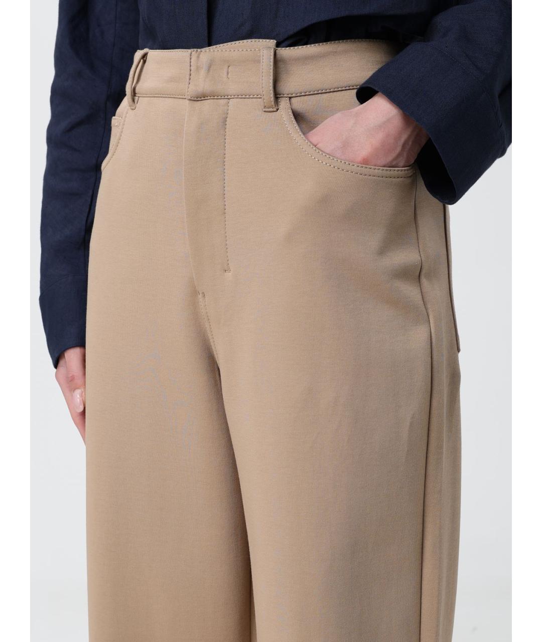 'S MAX MARA Коричневые хлопковые прямые брюки, фото 4