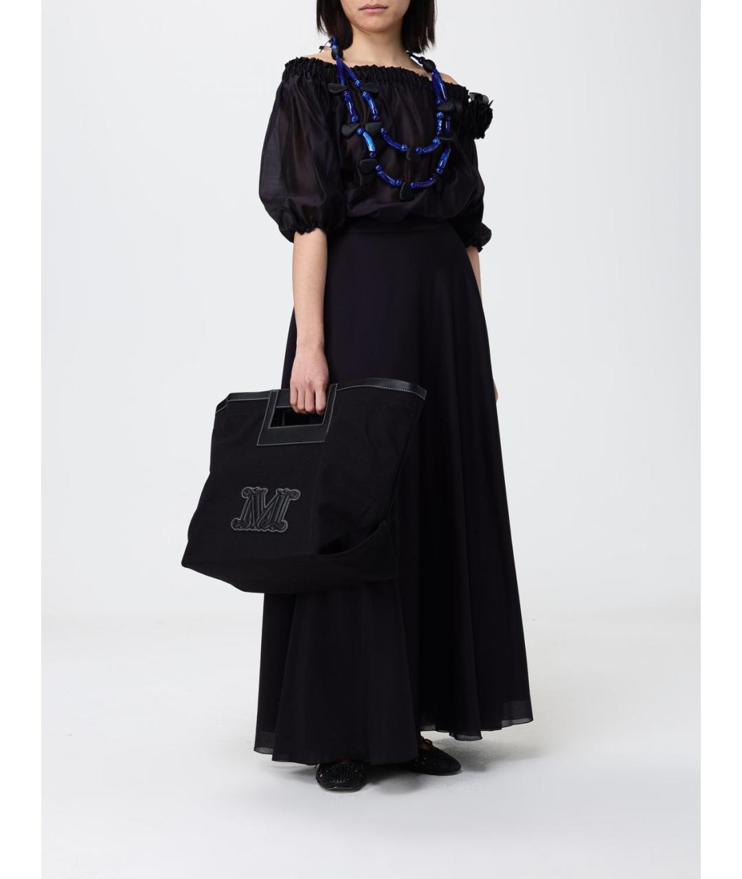 MAX MARA Черная тканевая сумка тоут, фото 2