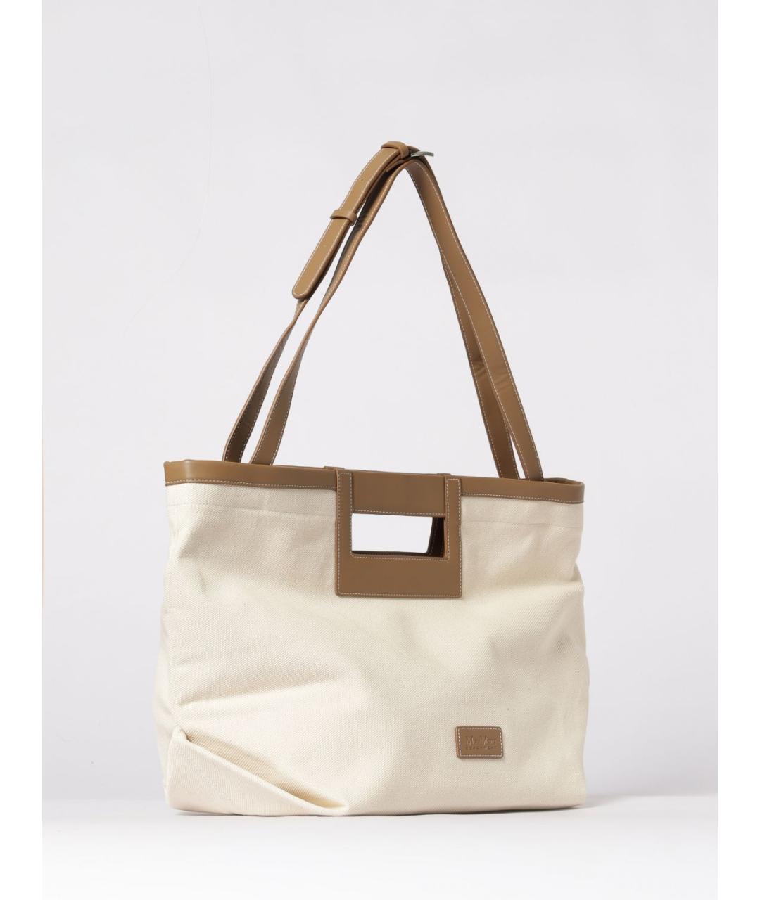 MAX MARA Бежевая тканевая сумка тоут, фото 3
