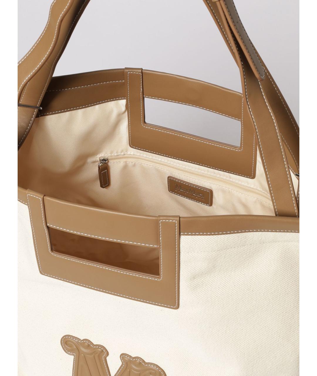 MAX MARA Бежевая тканевая сумка тоут, фото 5