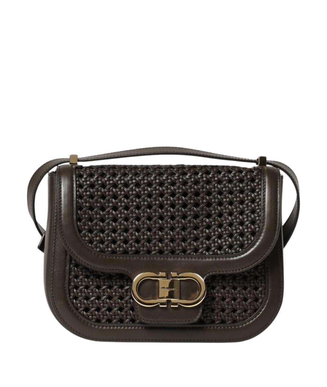 FERRAGAMO Коричневая кожаная сумка через плечо, фото 1