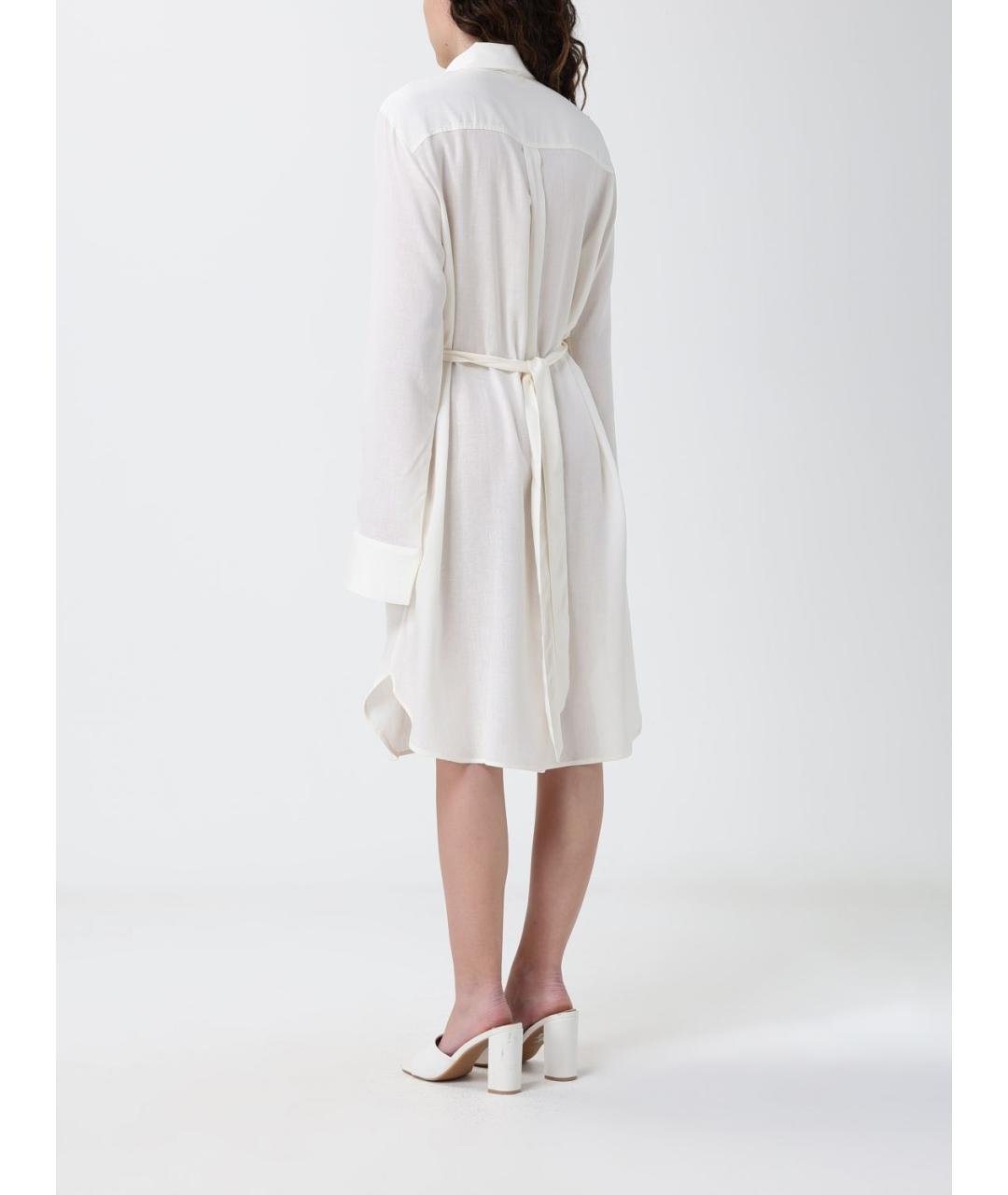 EMPORIO ARMANI Белое льняное повседневное платье, фото 2
