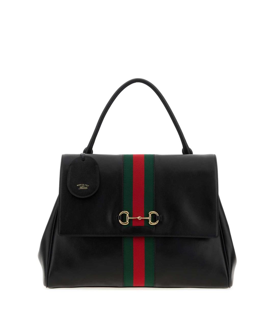 GUCCI Черная кожаная сумка с короткими ручками, фото 1