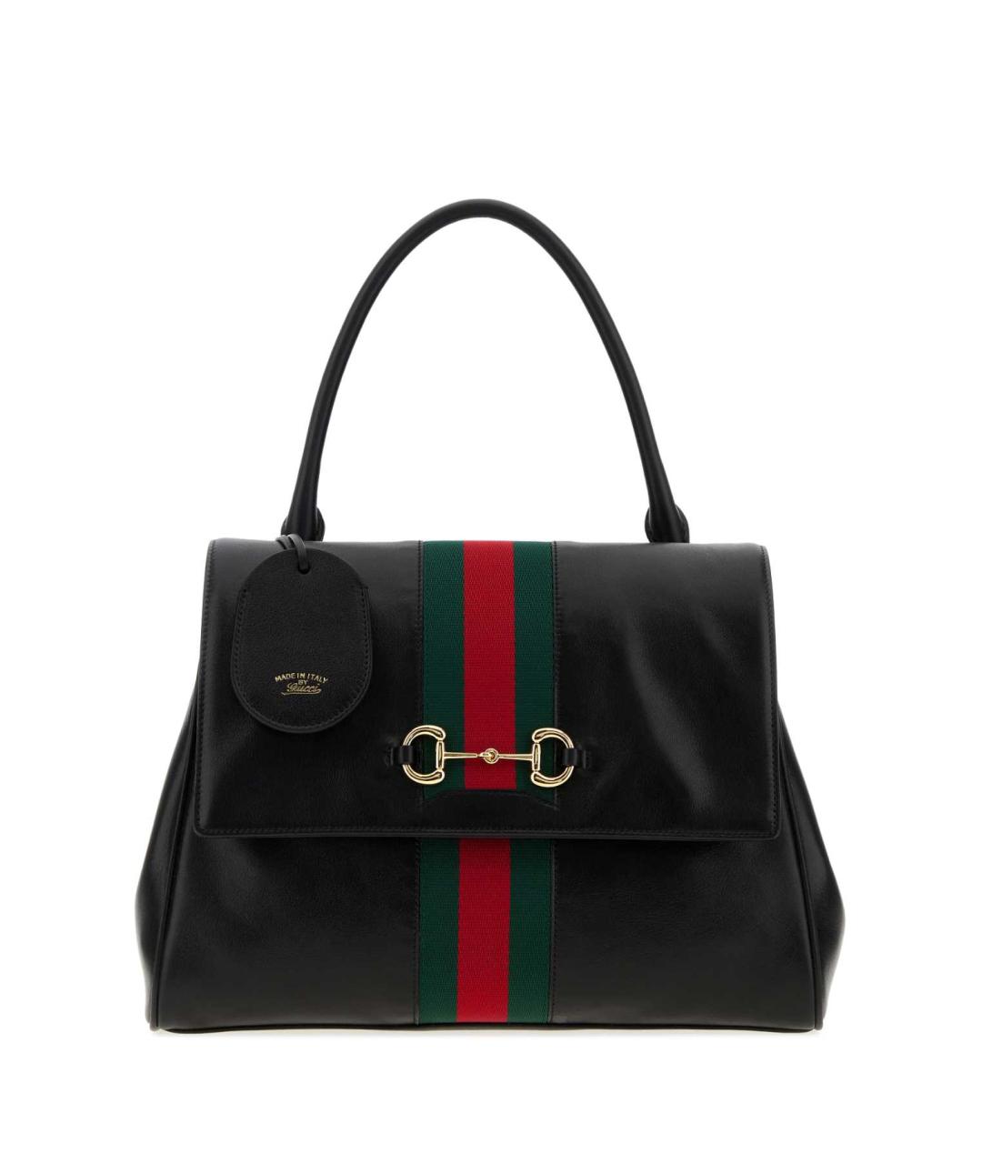 GUCCI Черная кожаная сумка с короткими ручками, фото 1