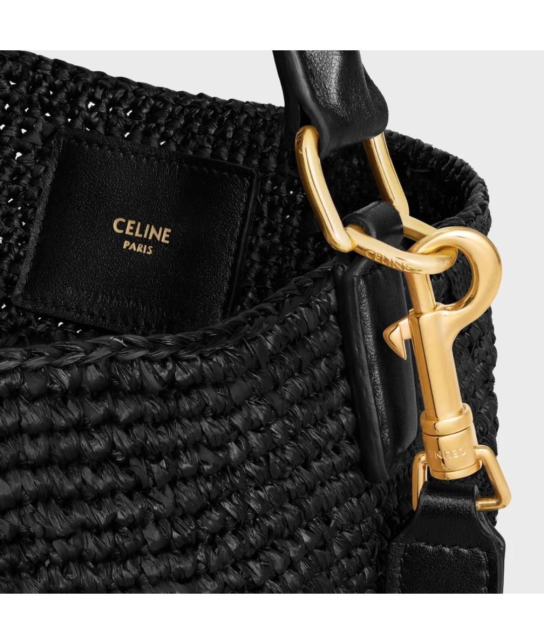 CELINE Черная рафиевая сумка через плечо, фото 3
