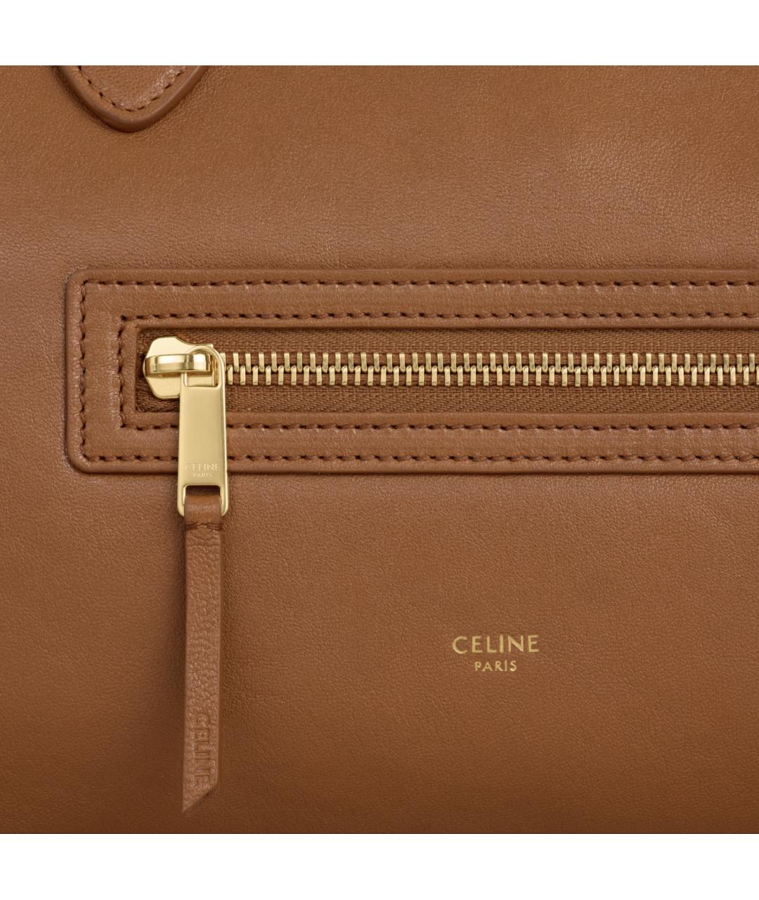 CELINE Коричневая кожаная сумка тоут, фото 6