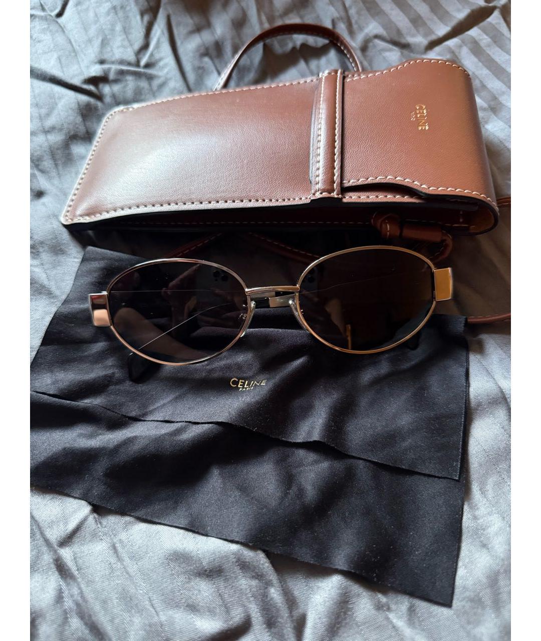 CELINE Серебряные металлические солнцезащитные очки, фото 9