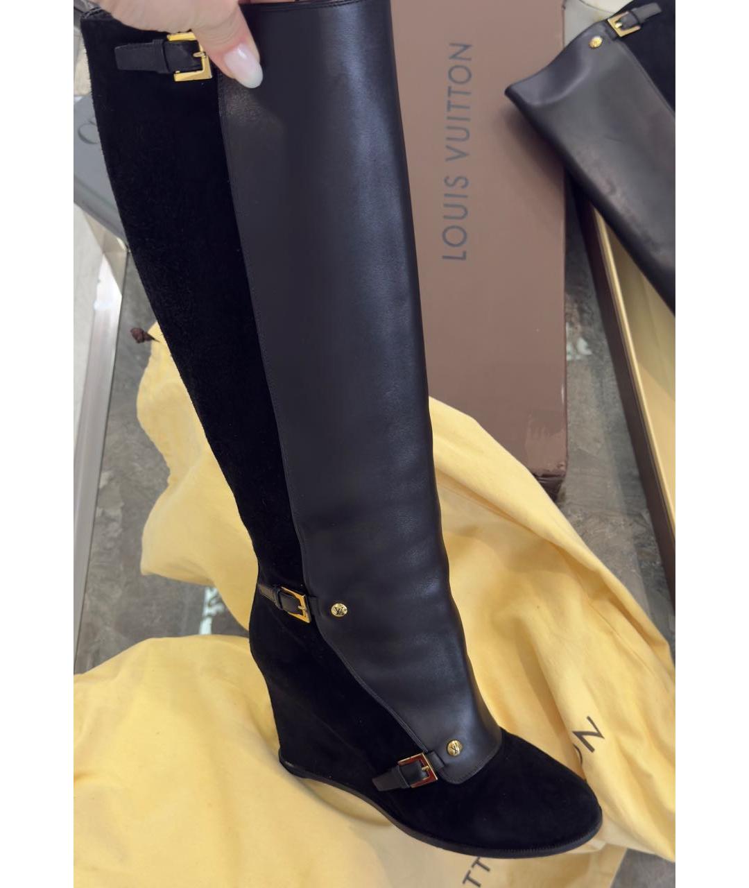 LOUIS VUITTON Черные кожаные сапоги, фото 3
