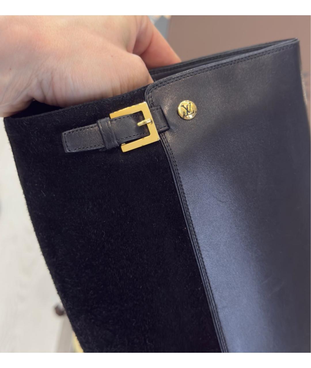 LOUIS VUITTON Черные кожаные сапоги, фото 5