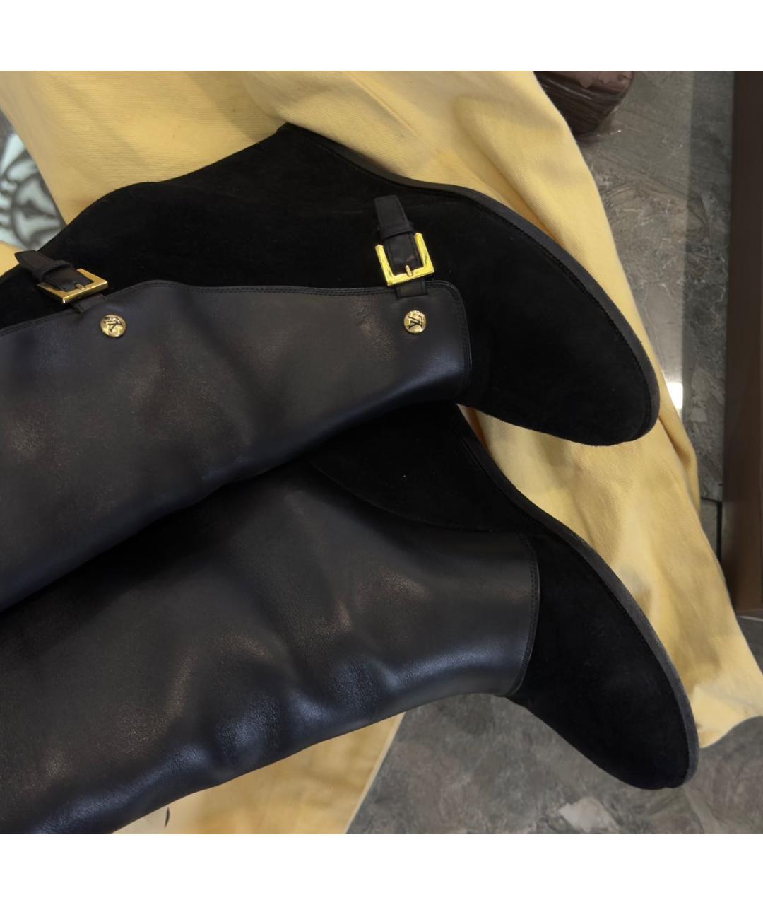 LOUIS VUITTON Черные кожаные сапоги, фото 4