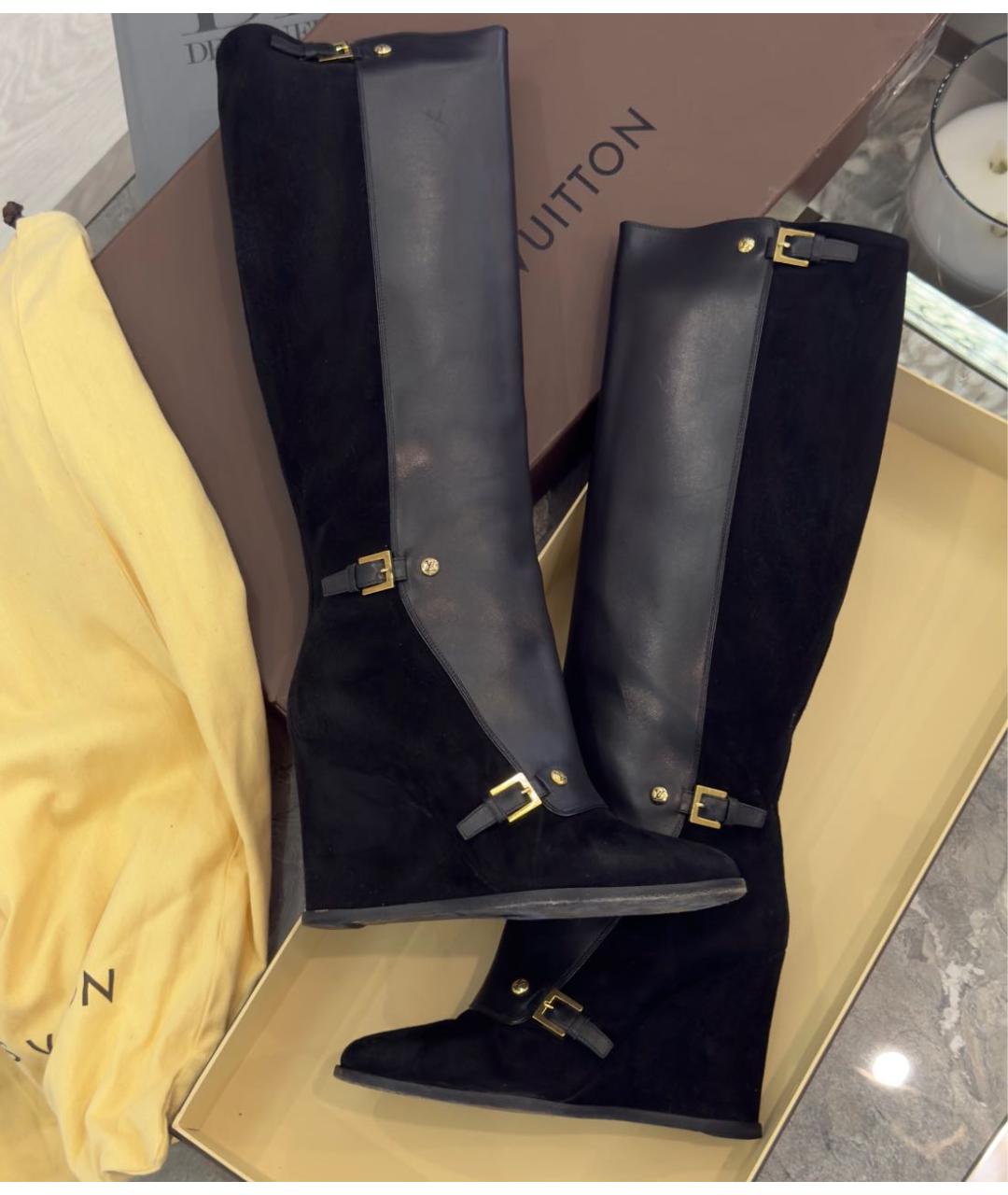 LOUIS VUITTON Черные кожаные сапоги, фото 2