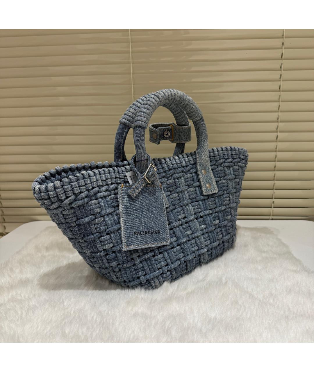 BALENCIAGA Синяя деним сумка с короткими ручками, фото 3
