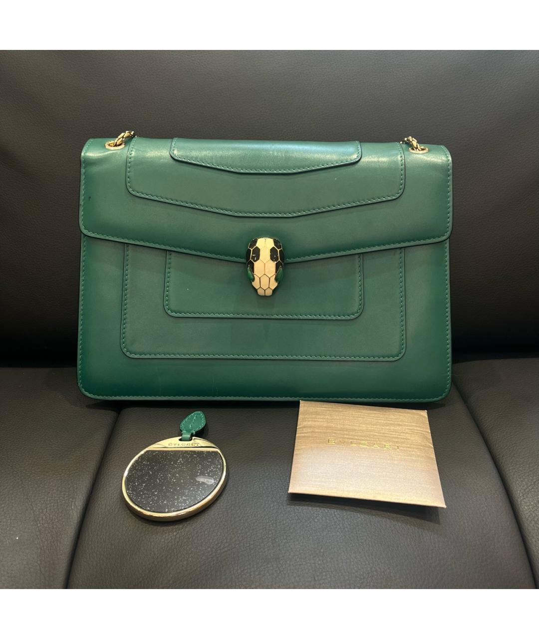 BVLGARI Зеленая кожаная сумка через плечо, фото 2