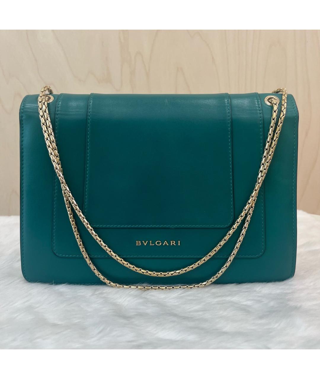 BVLGARI Зеленая кожаная сумка через плечо, фото 3