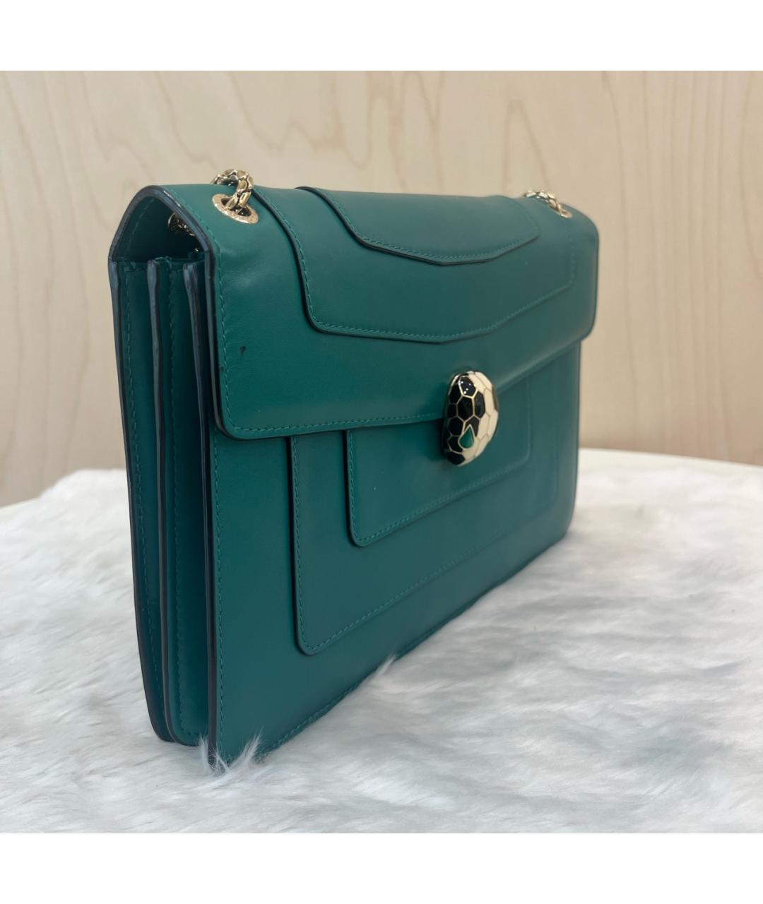 BVLGARI Зеленая кожаная сумка через плечо, фото 4