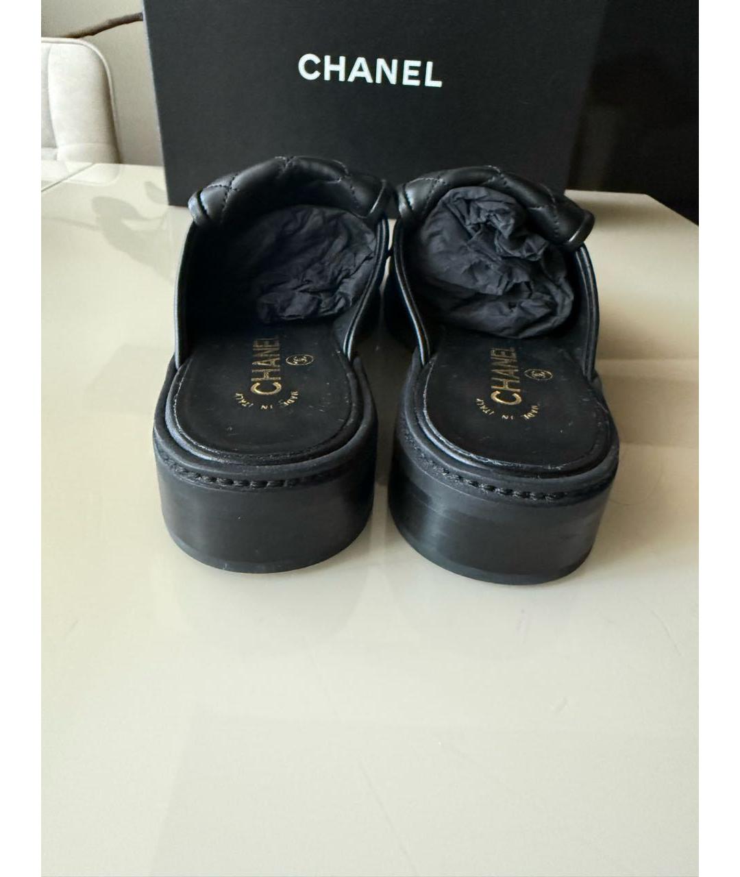 CHANEL Черные кожаные мюли, фото 4