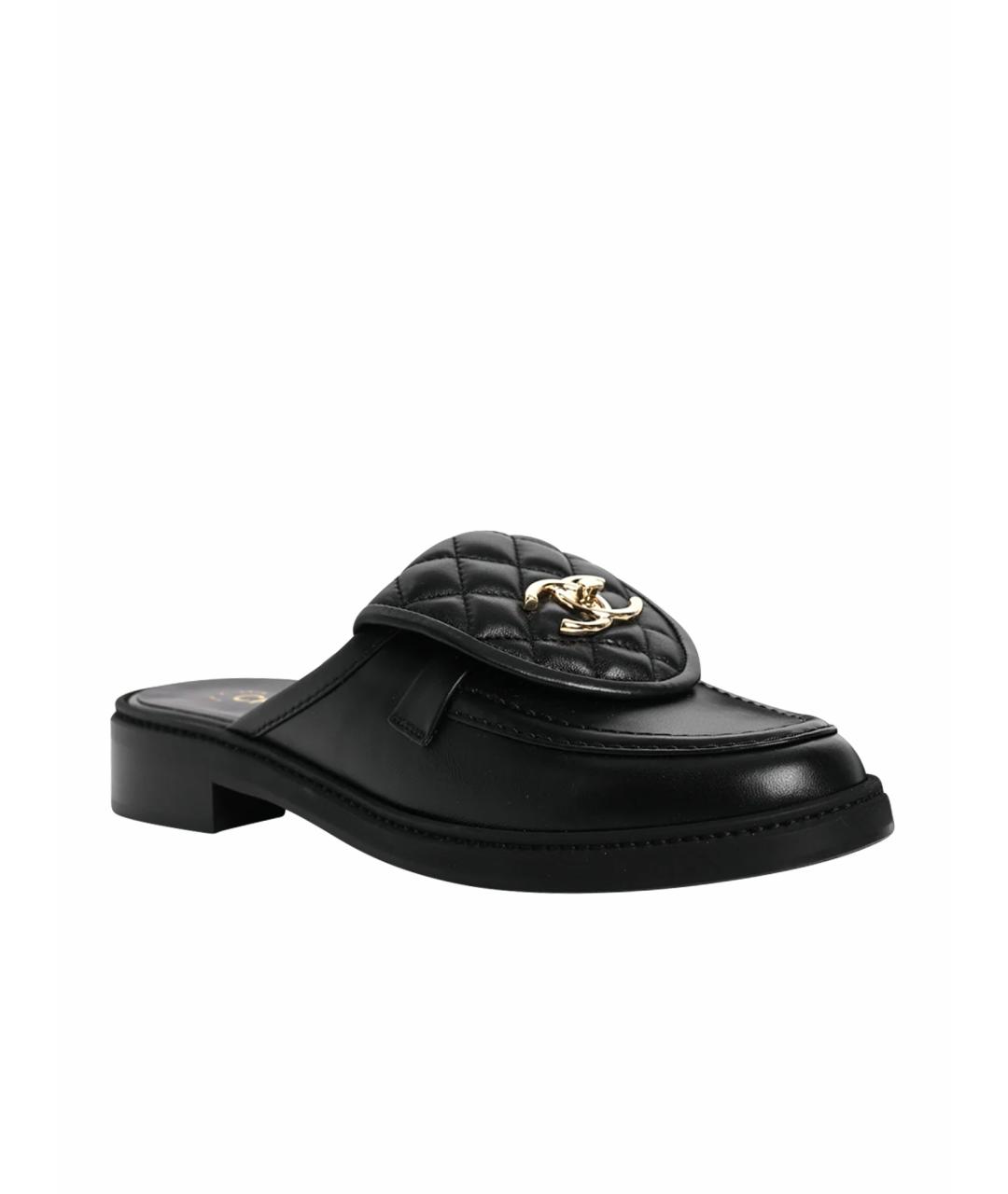 CHANEL Черные кожаные мюли, фото 1