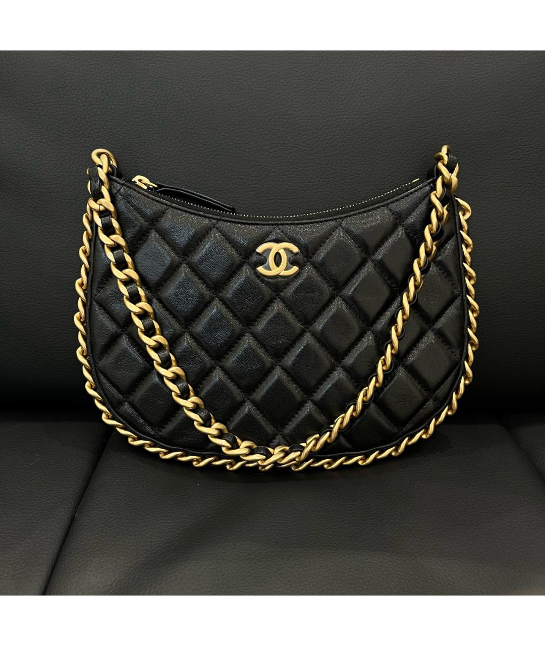 CHANEL Черная кожаная сумка через плечо, фото 7