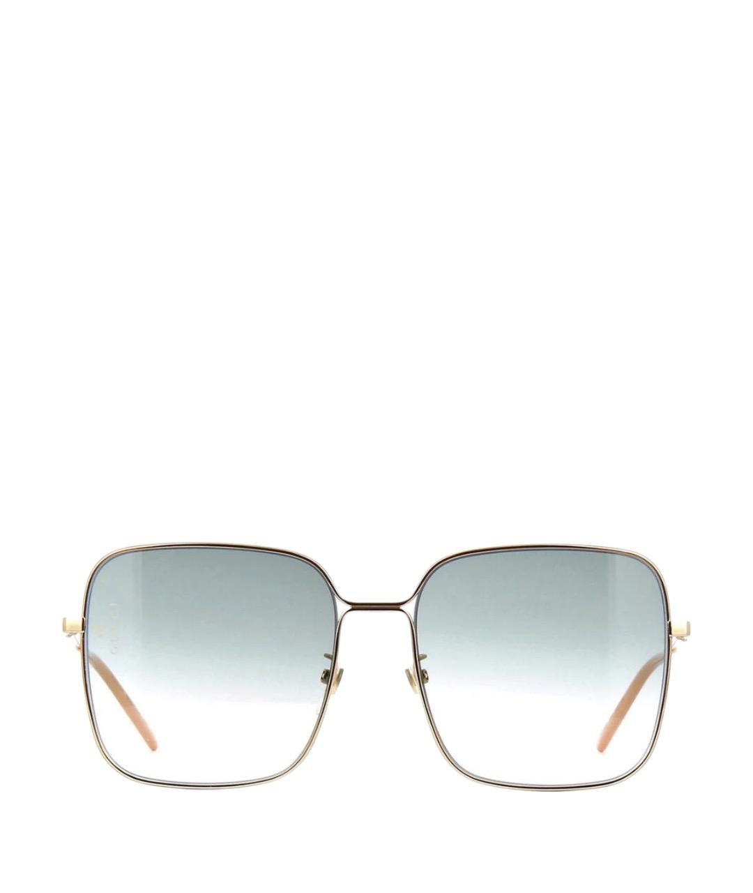 GUCCI Золотые металлические солнцезащитные очки, фото 1