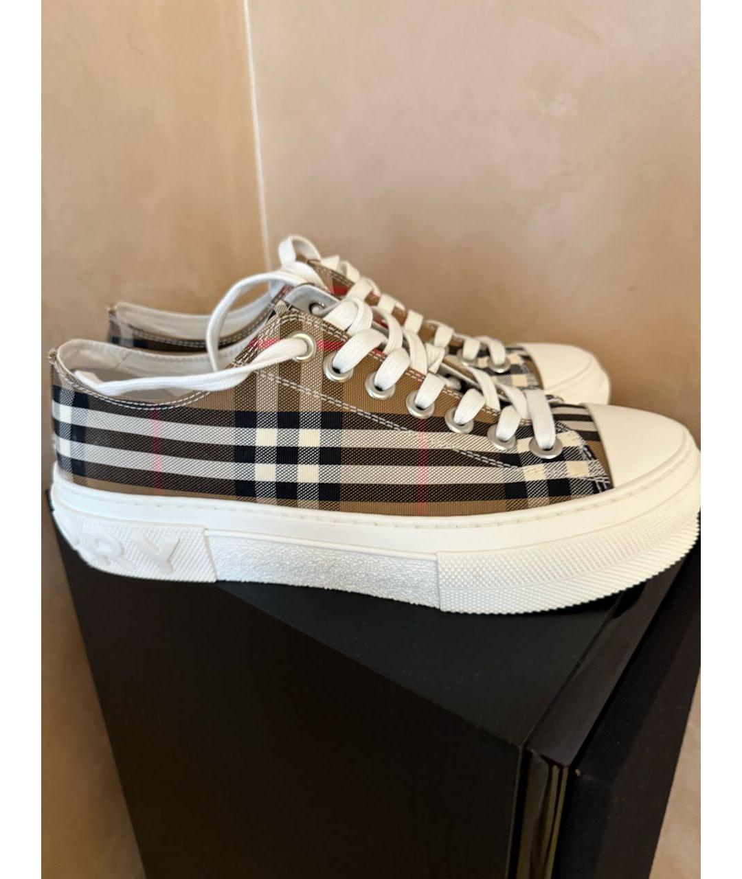 BURBERRY Коричневые текстильные низкие кроссовки / кеды, фото 9