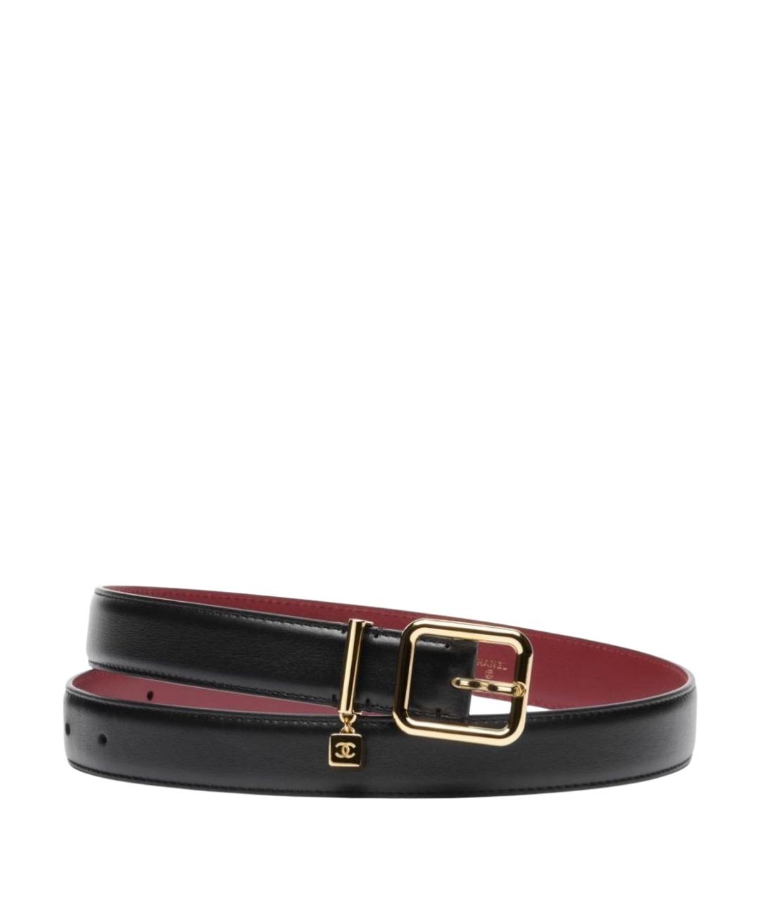 CHANEL Черный кожаный ремень, фото 1