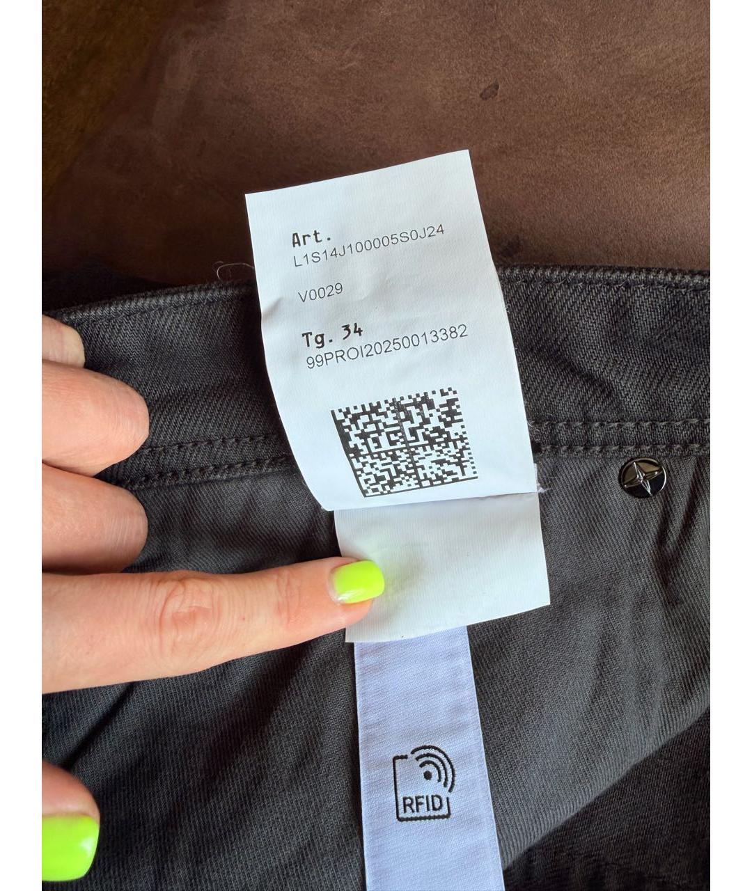 STONE ISLAND Черные хлопковые прямые джинсы, фото 3